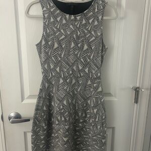 BCBGMaxAzria Black and White Patterned Midi Dress